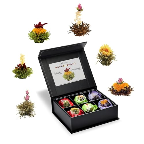 creano teeblumen geschenkbox 6 sorten weißer schwarzer grüner tee magnetbox Weihnachten