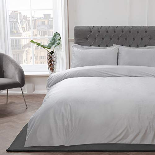 sleepdown bettbezug-set silber, superweich, pflegeleicht, 135 x 200 cm, samt