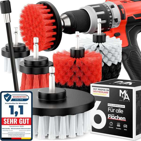 Bürstenaufsatz Akkuschrauber 6er Set für Auto, Haushalt, Garten