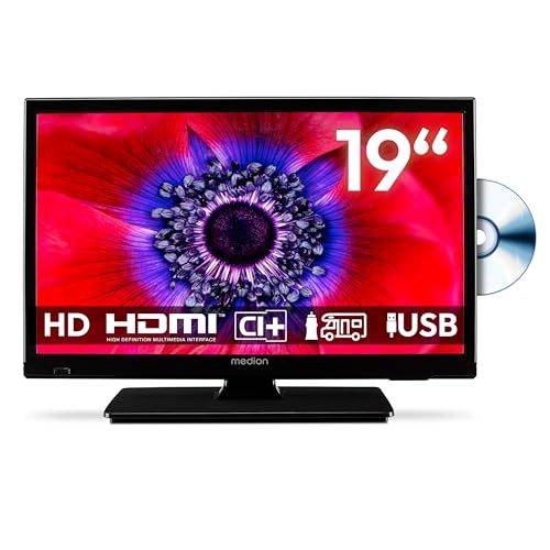 MEDION 19 Zoll HD Fernseher mit DVD-Player, 12V, Triple Tuner, HDMI, USB
