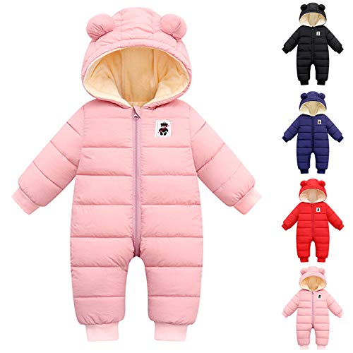 haokaini unisex baby schneeanzug kapuzenoverall wintermantel warm pink 3-6 monate