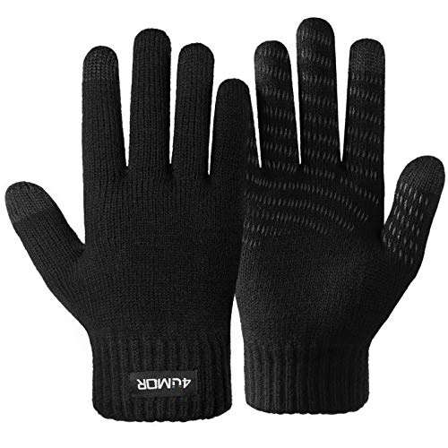 4UMOR Winterhandschuhe Touchscreen Handschuhe Strick Fingerhandschuhe Sport Warm und Winddicht Handschuhe für Skifahren Radfahren bestehen aus 15% Wolle und 85% Polyester Geeinget für Damen und Herren