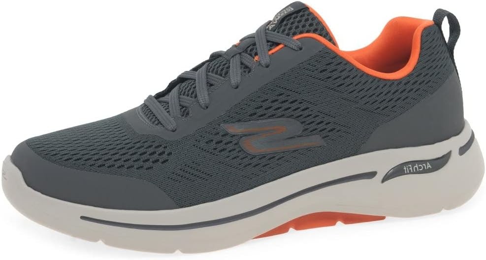 Skechers Herren Go Walk Arch Fit Sneaker, Charcoal Orange, 43 EU