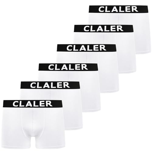 claler boxershorts herren 6er pack baumwolle unterhosen retroshorts weiß S