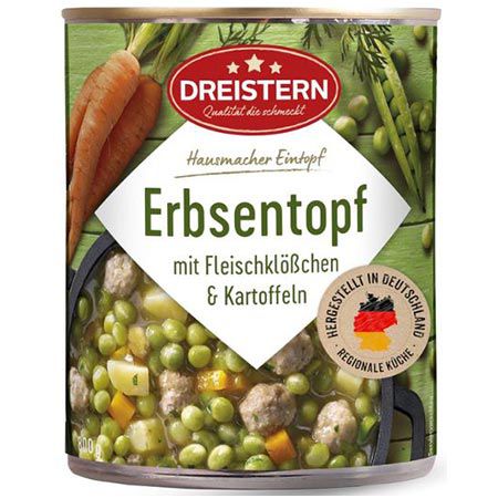 Dreistern Erbsentopf mit fleischbällchen und kartoffeln 800g ab 2,84