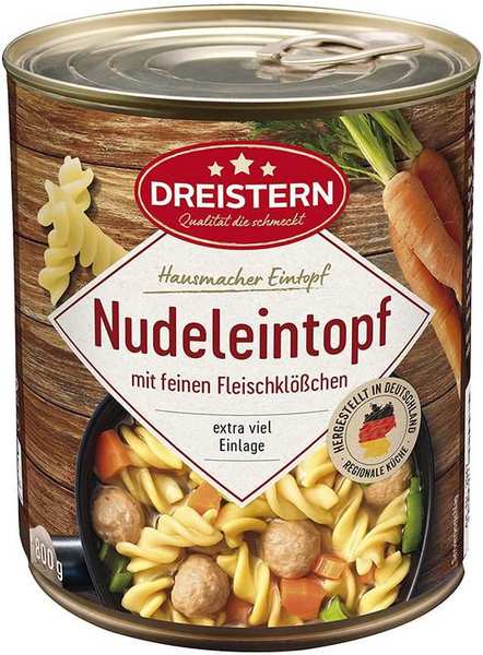 dreistern nudeleintopf mit fleischklößchen 4x800 g für 13,58 euro