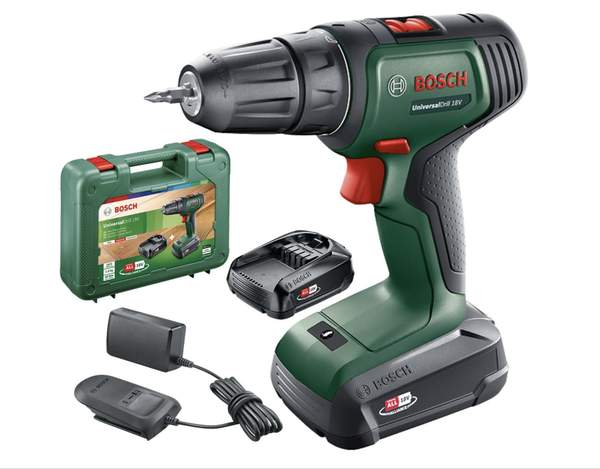 bosch akkuschrauber universaldrill 18v mit 2 akkus und koffer für 79,99 euro