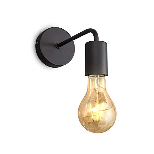 b.k.licht wandleuchte schwarz mit e27 fassung 10 watt vintage wandlampe 15x10x20 cm