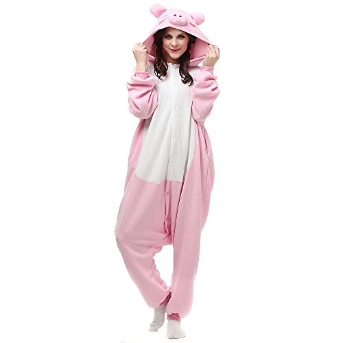 labula onesie tierkostüm jumpsuit dame herren pyjama schlafanzug halloween karneval rosa M