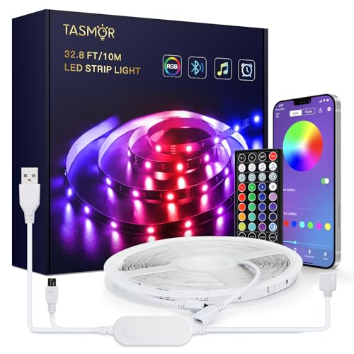 tasmor 10 m usb led strip dimmbar 5050 rgb mit app fernbedienung und musiksteuerung