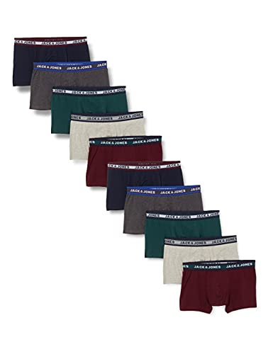 Jack & Jones Herren Jacsolid Trunks Boxershorts 10er Pack, Dunkelgrau Melange, XXL