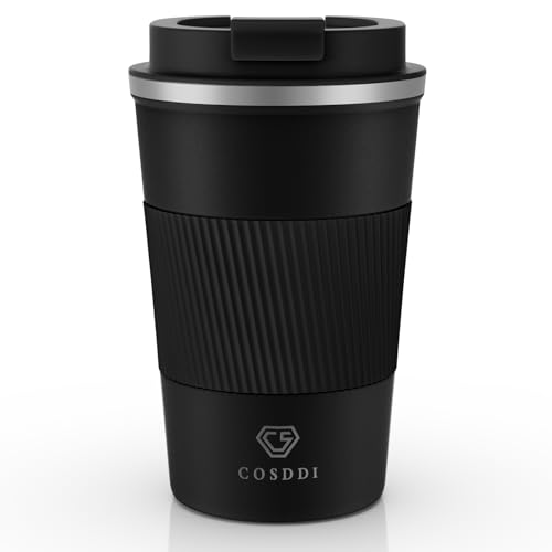 CS COSDDI Thermobecher Edelstahl 13oz/380ml Isolierbecher vakuumdicht für Kaffee, Tee