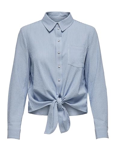 ONLY Damen Bluse Onllecey Stripe Knot Dnm Shirt Cloud Dancer, L EU