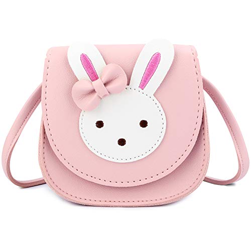 KEREDA Kinder umhängetasche Mädchen, hase crossbody bag aus PU leder für 2-8 Jahre