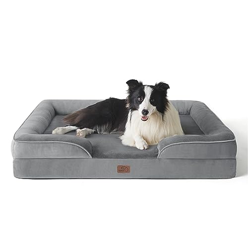 orthopädisches hundebett bedsure 89x63 cm ergonomisches hundesofa grau waschbar rutschfest