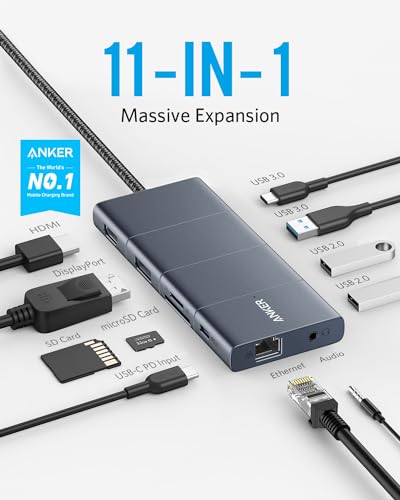 Anker powerexpand+ 11-in-1 adapter hub mit 4K HDMI, USB-C, Ethernet, Kartenleser