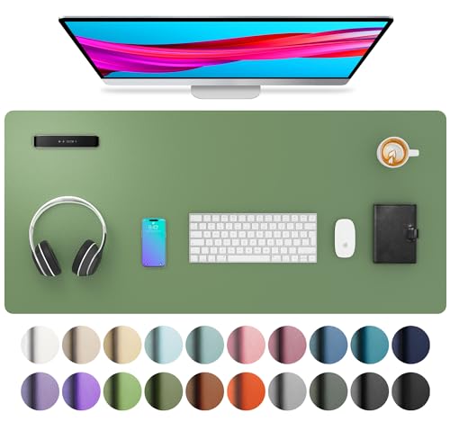 aothia desk mat, mausmatte, büromatte, rutschfeste pu-lederunterlage 91 cm x 43 cm, olivgrün