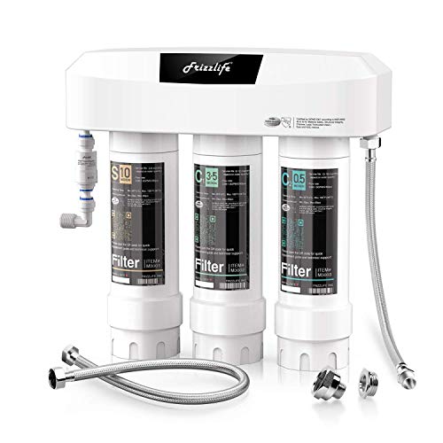 frizzlife untertisch-wasserfiltersystem 3-stufig 0,5 mikron entfernt 99,99% blei chlor fluorit