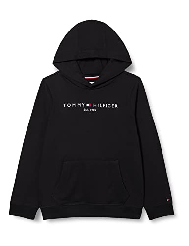 Tommy Hilfiger Unisex Kinder Hoodie Kapuze Schwarz, 12 Jahre