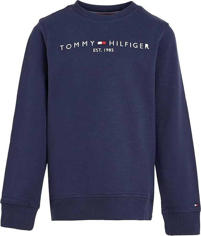 Tommy Hilfiger Unisex Sweatshirt ohne Kapuze, Blau (Twilight Navy), 10 Jahre