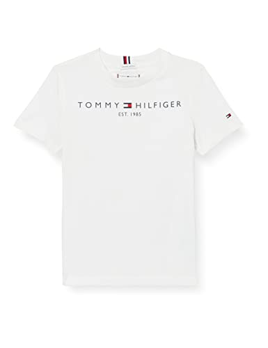 tommy hilfiger kinder t-shirt unisex kurzarm rundhalsausschnitt weiß 7 jahre