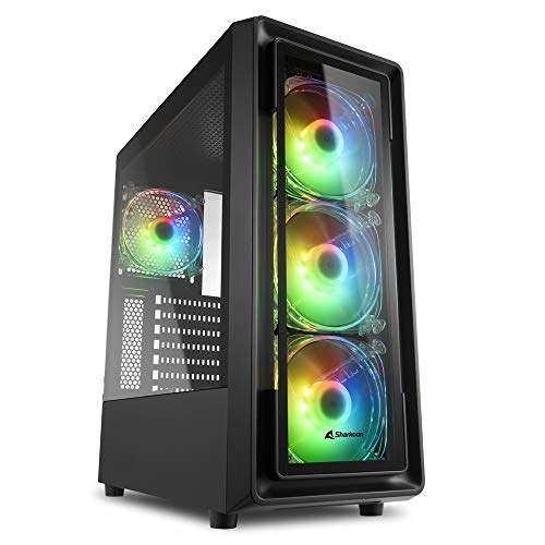 sharkoon tk4 rgb midi-tower mit glasfront, 4x rgb-lüfter, atx, 33,5cm gpu