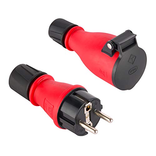Produktbild: gummi-stecker und schuko-steckdose ip54 electraline 92383, federabdeckung
