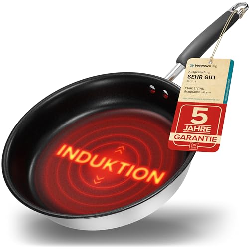 Induktionsbratpfanne 28 cm, antihaftbeschichtet, test sehr gut, 5 jahre garantie