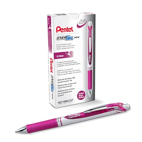 pentel energel xm bl77 gelschreiber magenta 12 stück mit druckmechanik