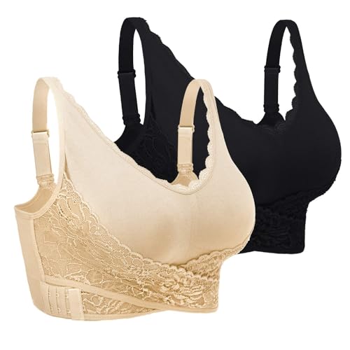 iClosam sport bh damen bügellos mit spitze und polstern atmungsaktiv push up L-3XL