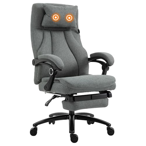 vinsetto bürostuhl mit massagefunktion ergonomisch, drehbar, höhenverstellbar, grau