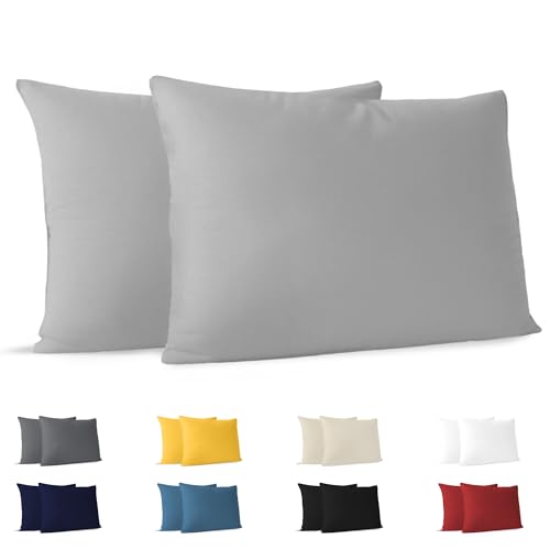 Produktbild: dreamzie kissenbezug-set aus 100% jersey-baumwolle, hypoallergen, grau, 40 x 60 cm