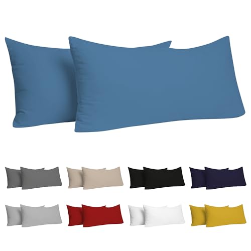 dreamzie kopfkissenbezüge 40 x 80 cm set 2 100% jersey baumwolle hypoallergen blau