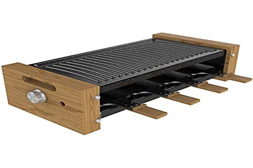 Cecotec raclette käsegrill 8200 holz schwarz, 1200 w, 8 pfannen, antihaftplatte