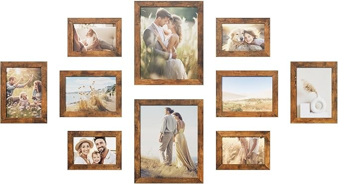 Bilderrahmen Set 10er, für 2x 20x25 cm, 4x 13x18 cm, 4x 10x15 cm, vintagebraun