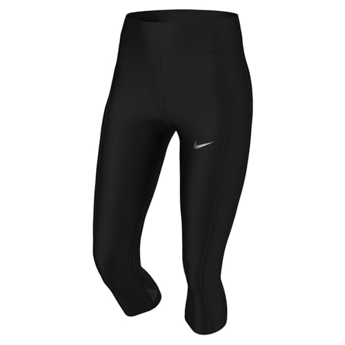 nike damen crop hose df fast schwarz reflektierendes silber, größe l eu