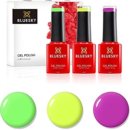 bluesky gel polish neon rainbow set 3 x 5 ml magenta gel nagellack gelb grün