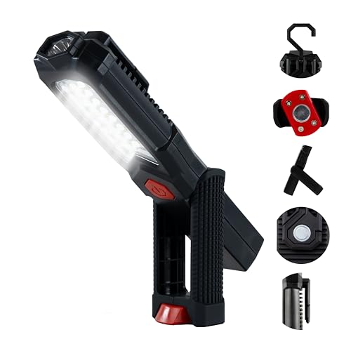 LED arbeitsleuchte REV torch mit 360 magnetfuß und aufhänghaken, schwarz-rot