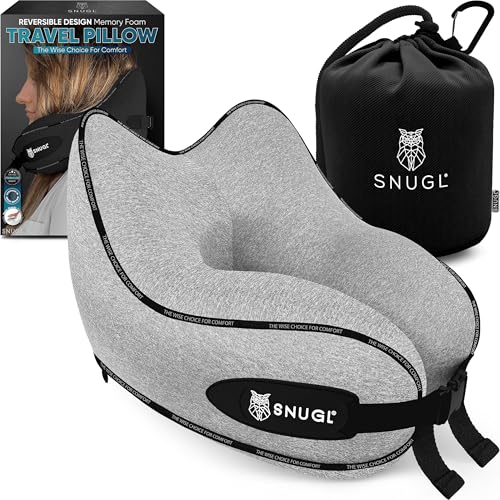 nackenkissen memory foam verstellbar waschbar für reisen, snugl grau, klein