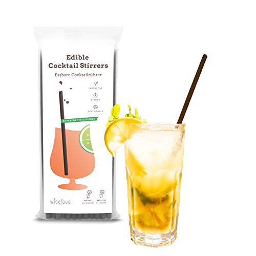 wisefood essbare cocktailrührer, süße cocktailstäbchen, 22,5 cm, 100 stück