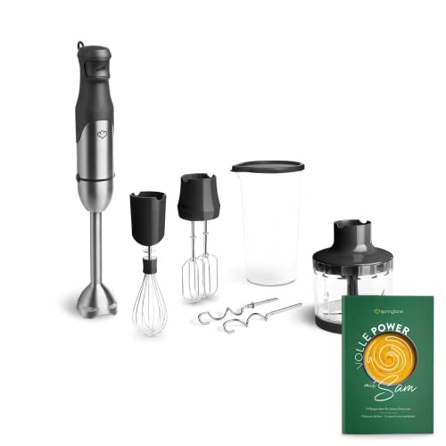 Edelstahl Stabmixer Set 800 W, Pürierstab, Behälter, Zerkleinerer, Schneebesen