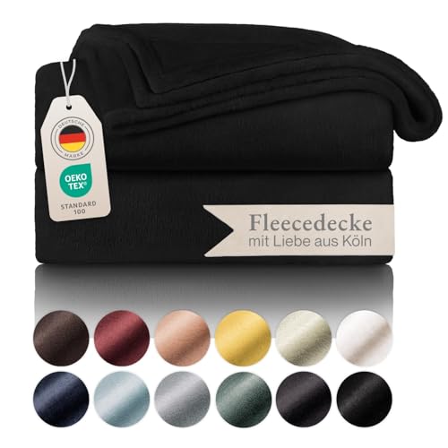 blumtal fleecedecke schwarz 220x240 cm, oeko-tex zertifiziert, kuscheldecke