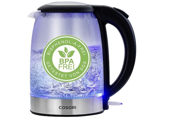 cosori glas-wasserkocher 1,7l für 21,99 euro statt 30 euro