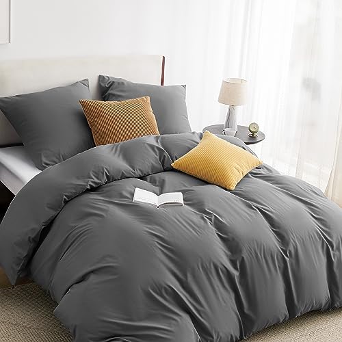 bedsure bettwäsche 200x200 cm anthrazit 3-teilig mit kissenbezügen 80x80 cm