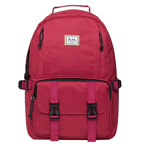kaukko rucksack mit laptopfach für 15 zoll, 22l schule uni, rot, tagesrucksack