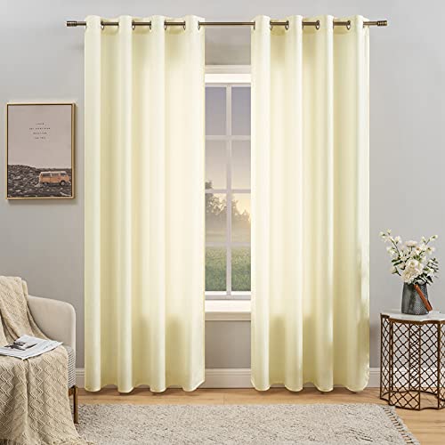 miulee halbtransparente vorhänge mit ösen, 2er set 280x140 cm beige für wohnzimmer und schlafzimmer