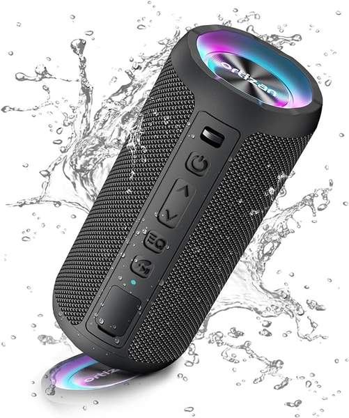 ortizan bluetooth speaker, portable mit licht, ipx7 wasserdicht, 30h akku