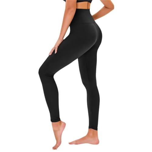 tnnzeet high waist leggings damen, elastische sporthose, schwarz, L-XL