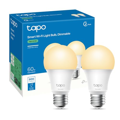 tapo smarte wlan glühbirne e27 dimmbar 8,7 w kompatibel mit alexa google assistant 2er pack