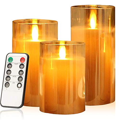 annspa led kerzen set aus echtem wachs mit fernbedienung, batteriebetrieben, braun